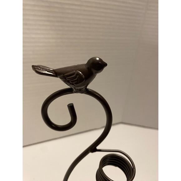 Black Metal Bird Bud Vase Holder Decorative Accent, Industrial Bird Decor - Picture 2 of 4